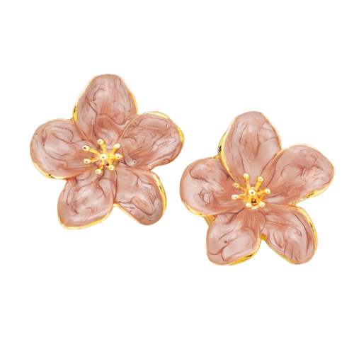 Aretes Dorados con Resina Palo de Rosa – Diseño Elegante